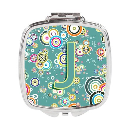 CAROLINES TREASURES Letter J Circle Circle Teal Initial Alphabet Compact Mirror CJ2015-JSCM